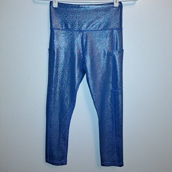 Zyia Active Blue Mermaid Pocket Light n Tight Legging/Capri,Metallic,Size 2 - Picture 10 of 10